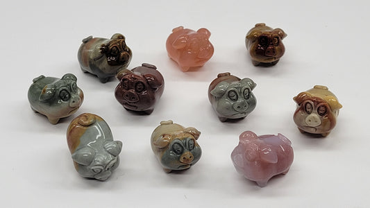 Alashan Agate mini carving - Pig