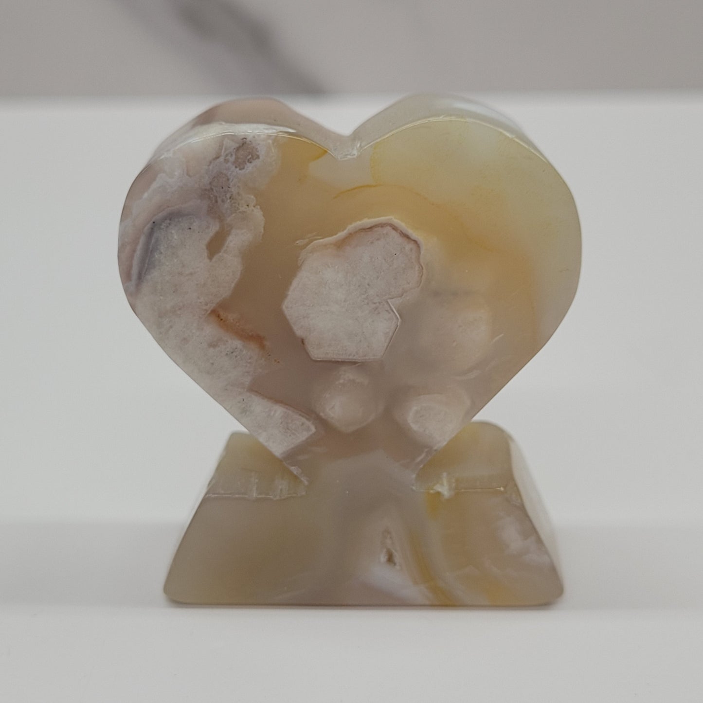 Flower Agate heart stand