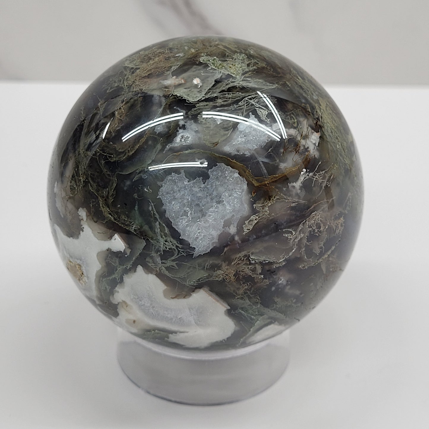 Moss Agate sphere (L & XL)