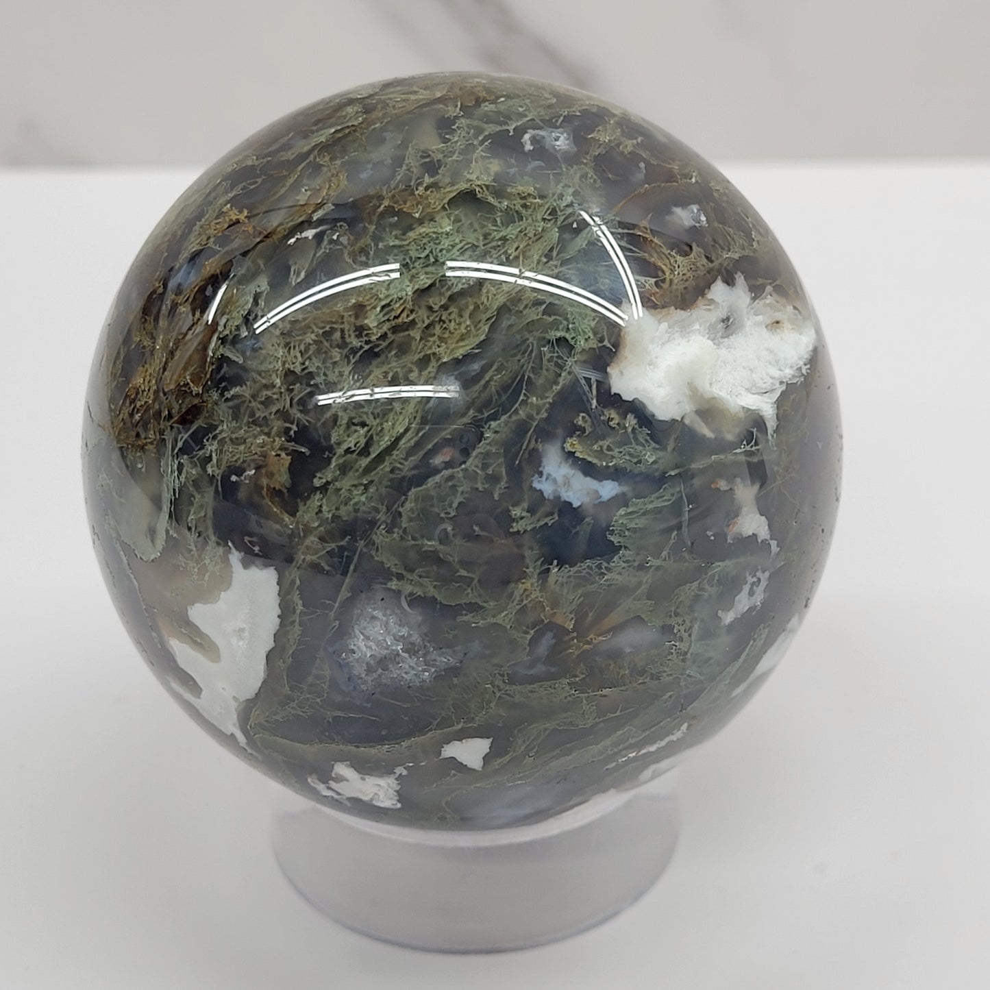 Moss Agate sphere (L & XL)