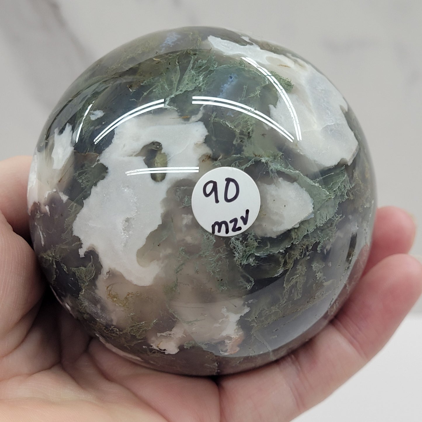 Moss Agate sphere (L & XL)