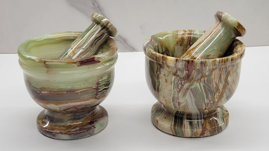 Green Onyx (Afghan Jade) Mortar & Pestle (large)