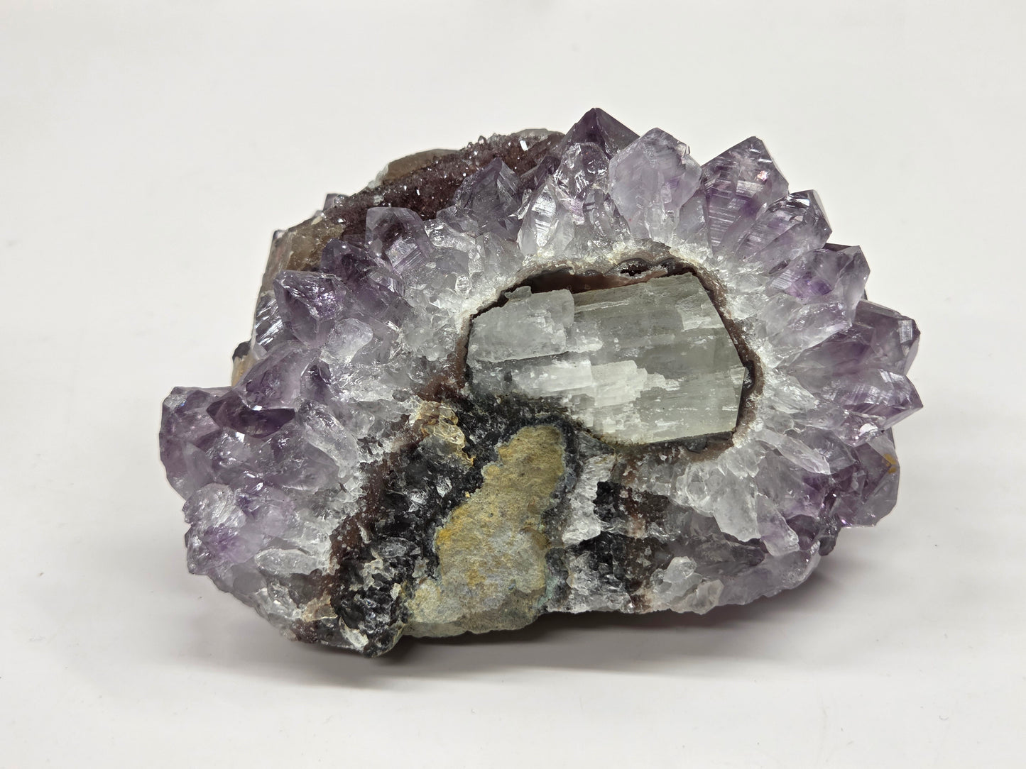 Amethyst cluster w/ calcite specimen