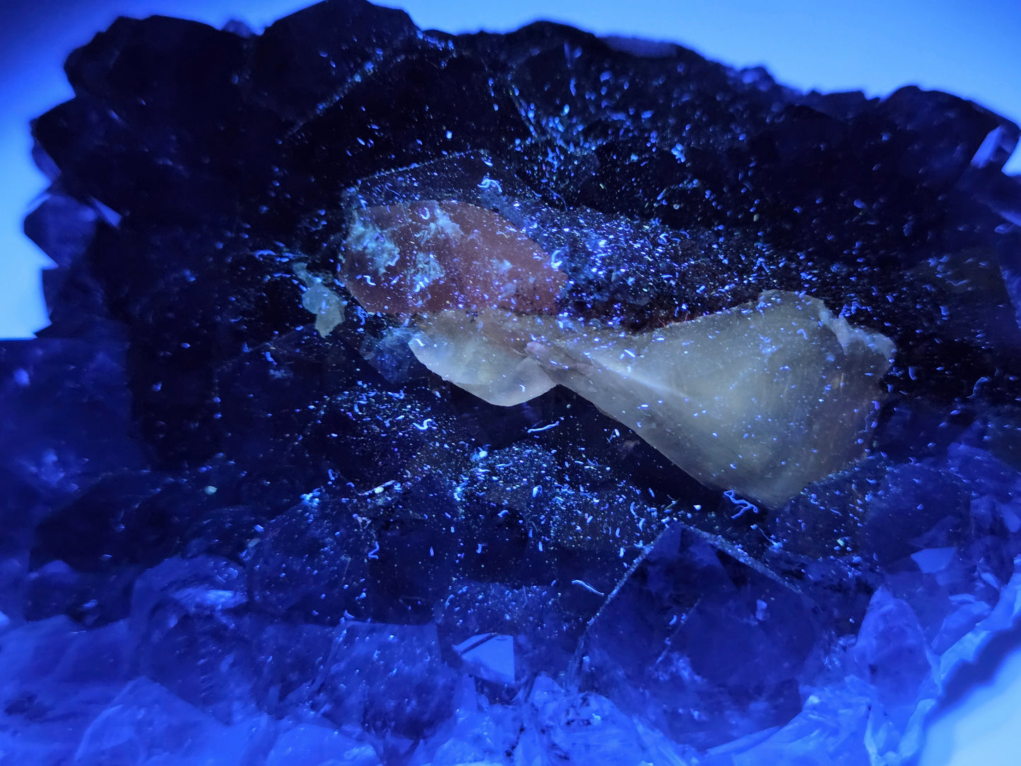 Amethyst cluster w/ calcite specimen