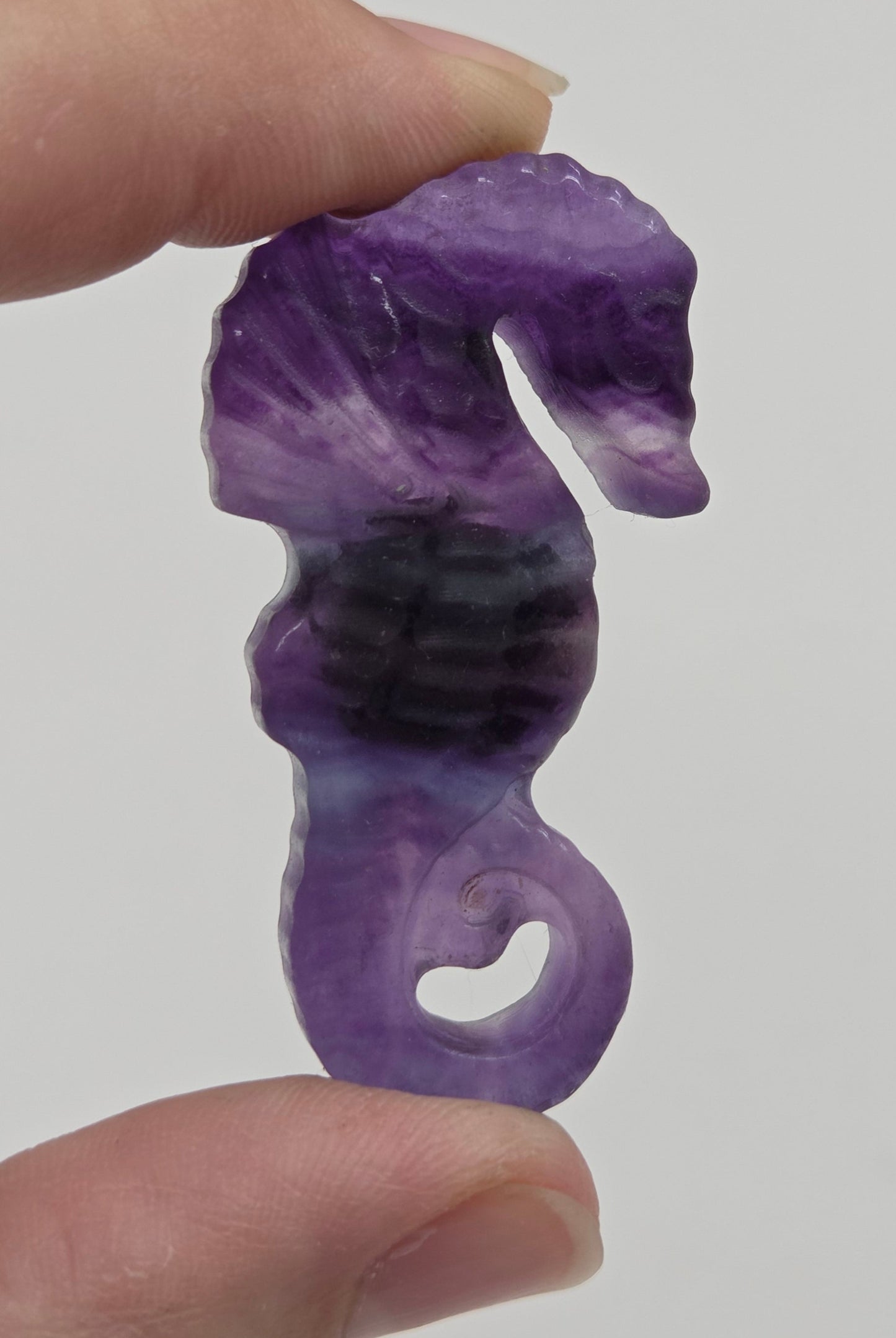 Fluorite seahorse carving