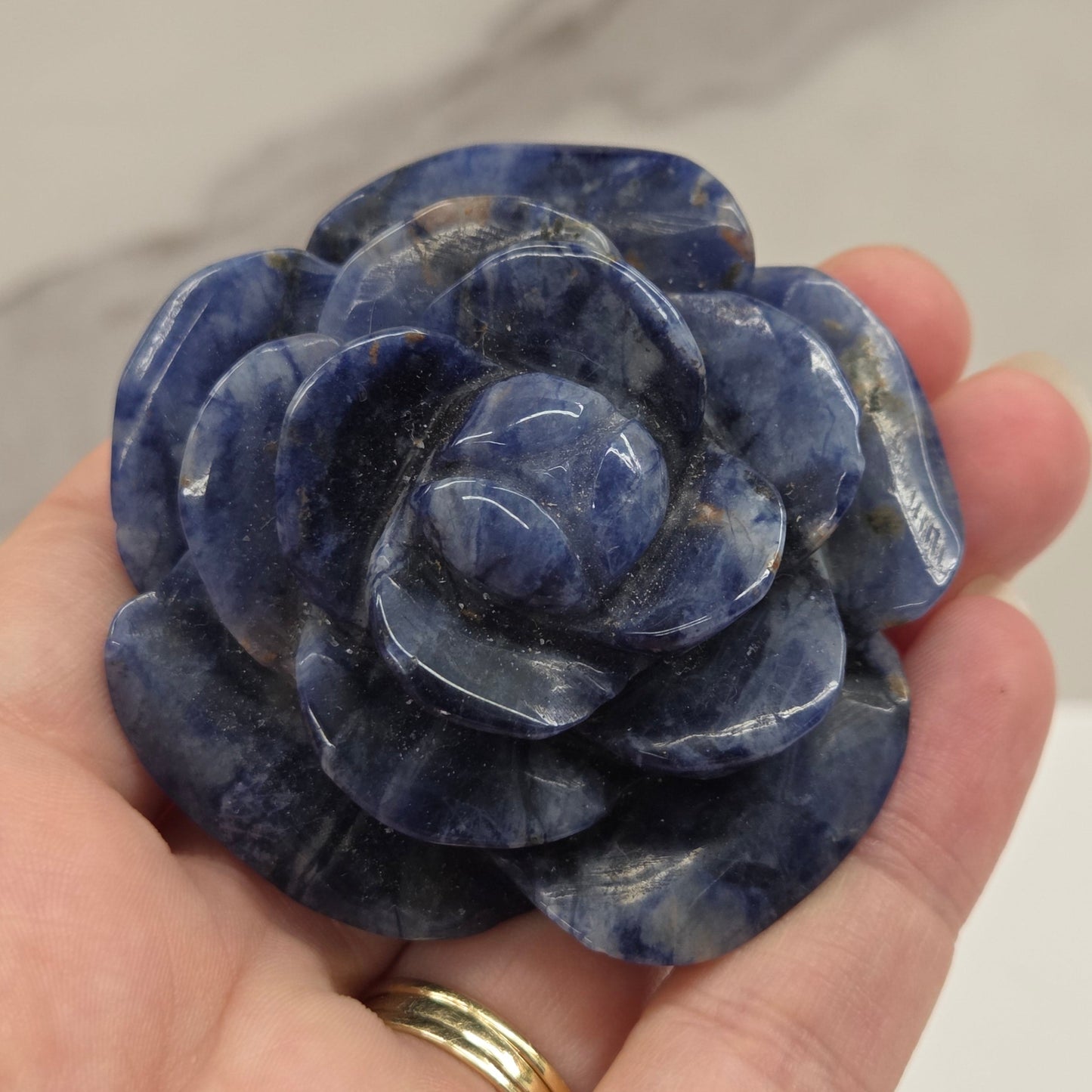 Sodalite rose carving