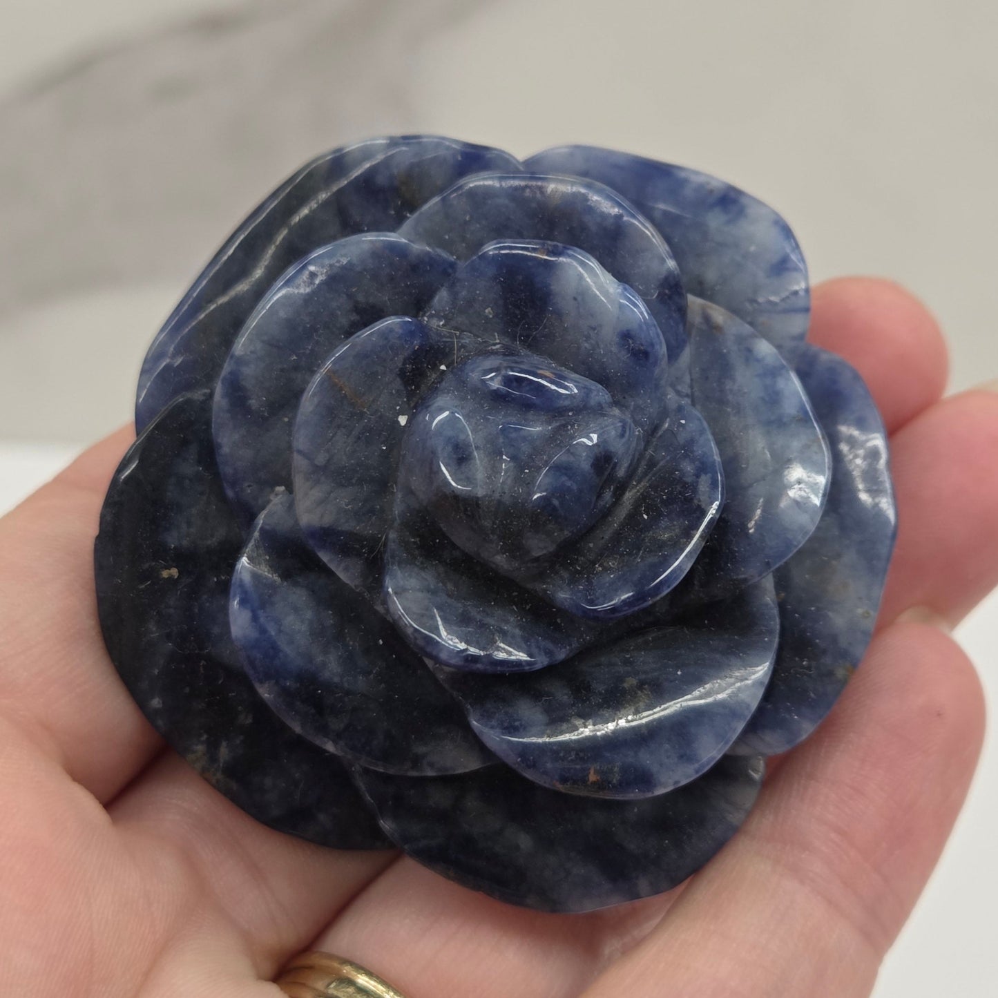 Sodalite rose carving