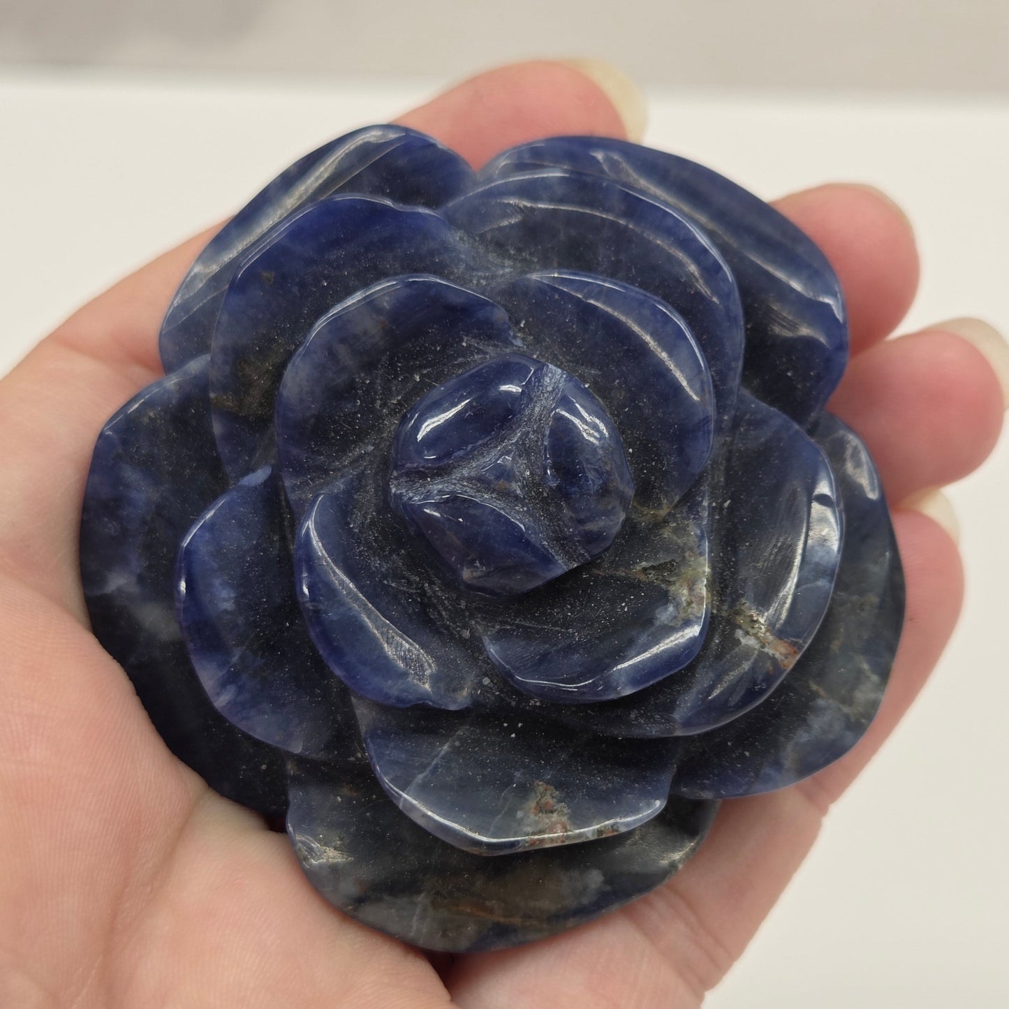 Sodalite rose carving