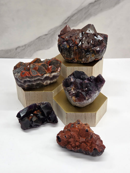 Hematite Included Amethyst clusters