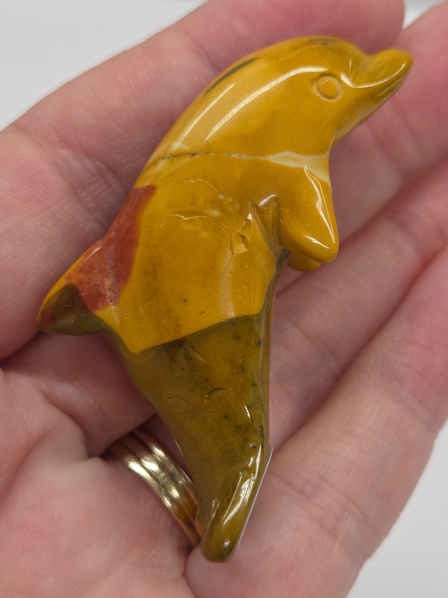 Mookaite dolphin carving