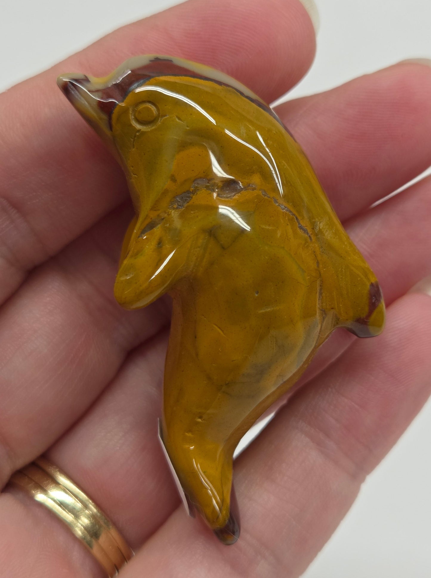 Mookaite dolphin carving