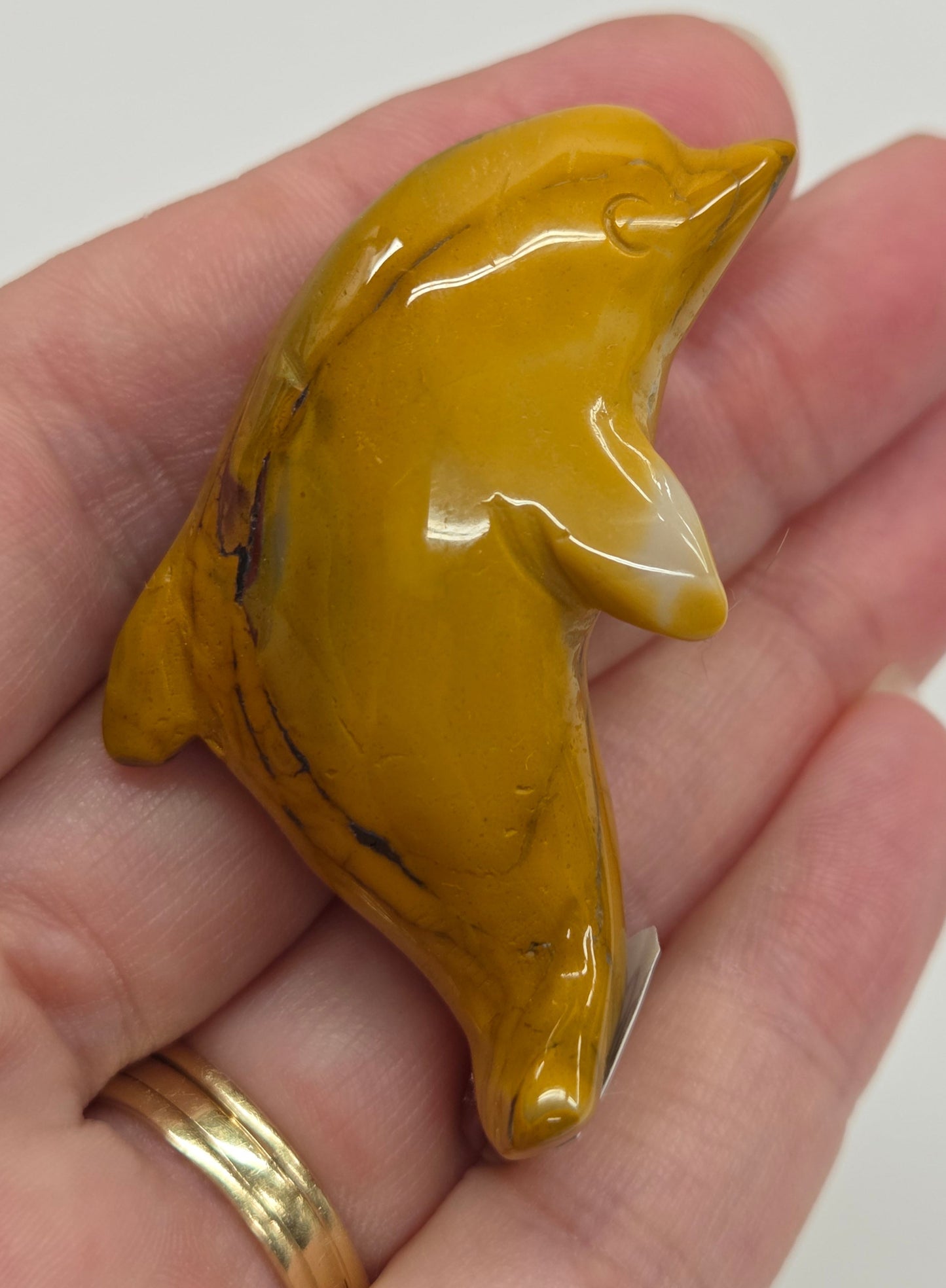 Mookaite dolphin carving