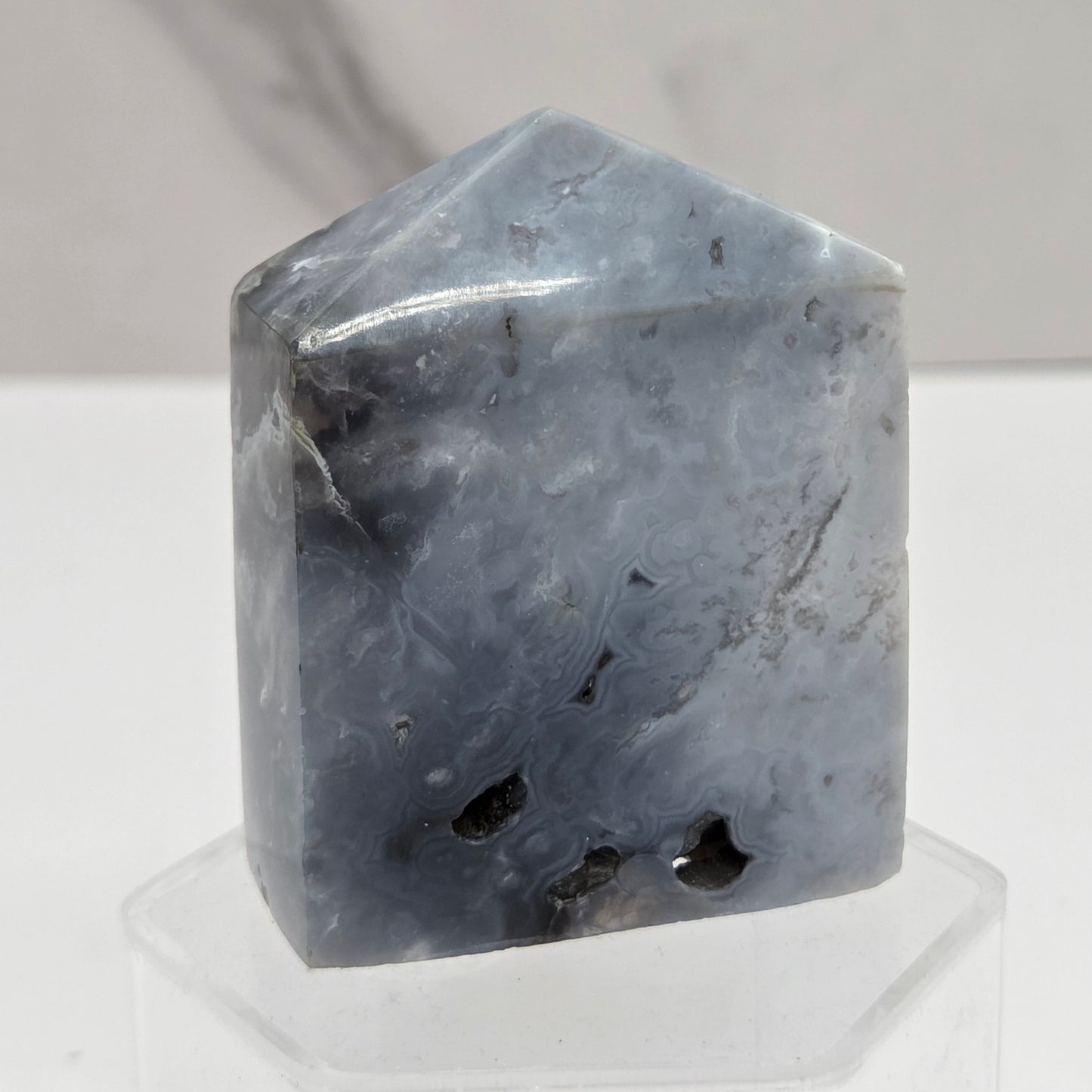Blue Plume Agate tower