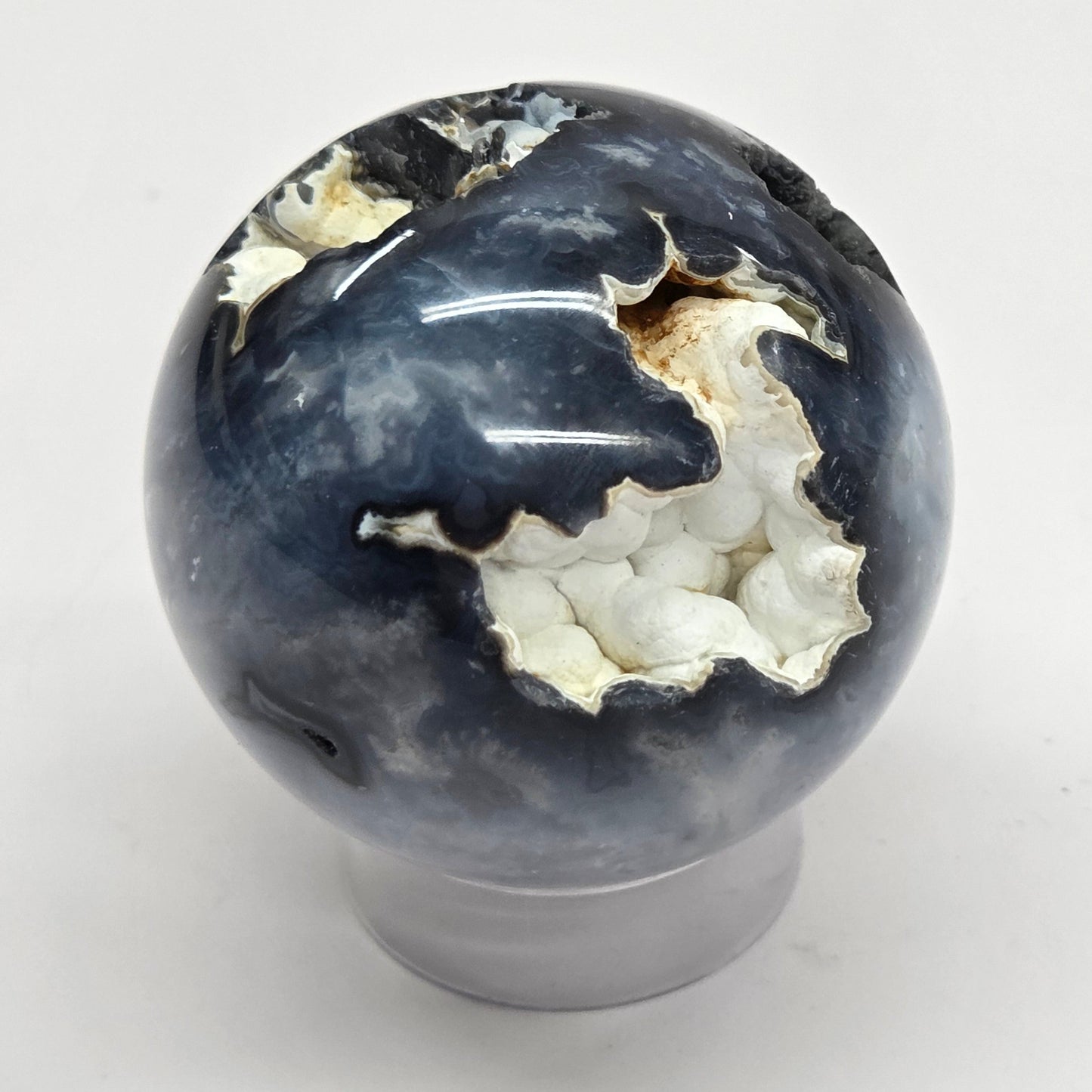 Blue Plume Agate sphere
