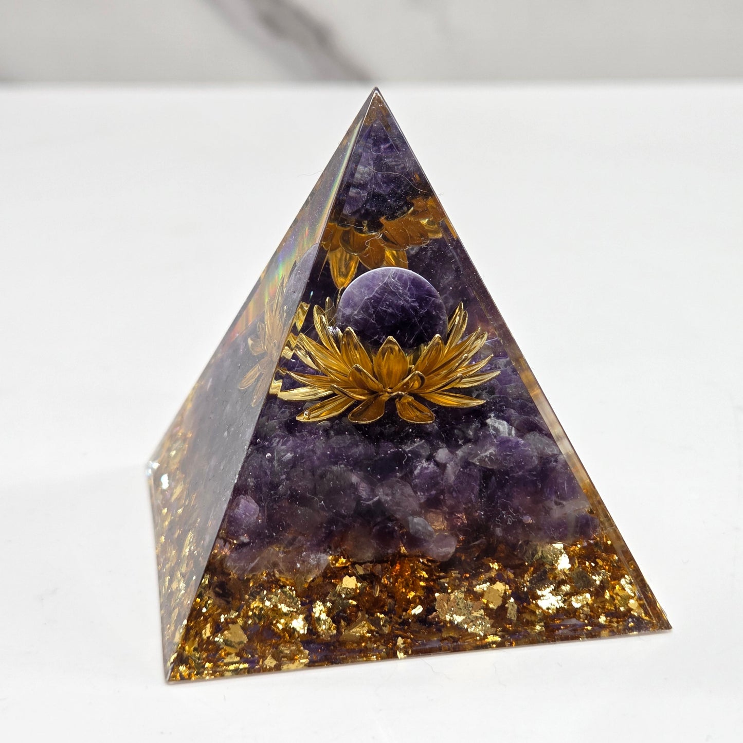 Resin pyramid w/ crystal chips
