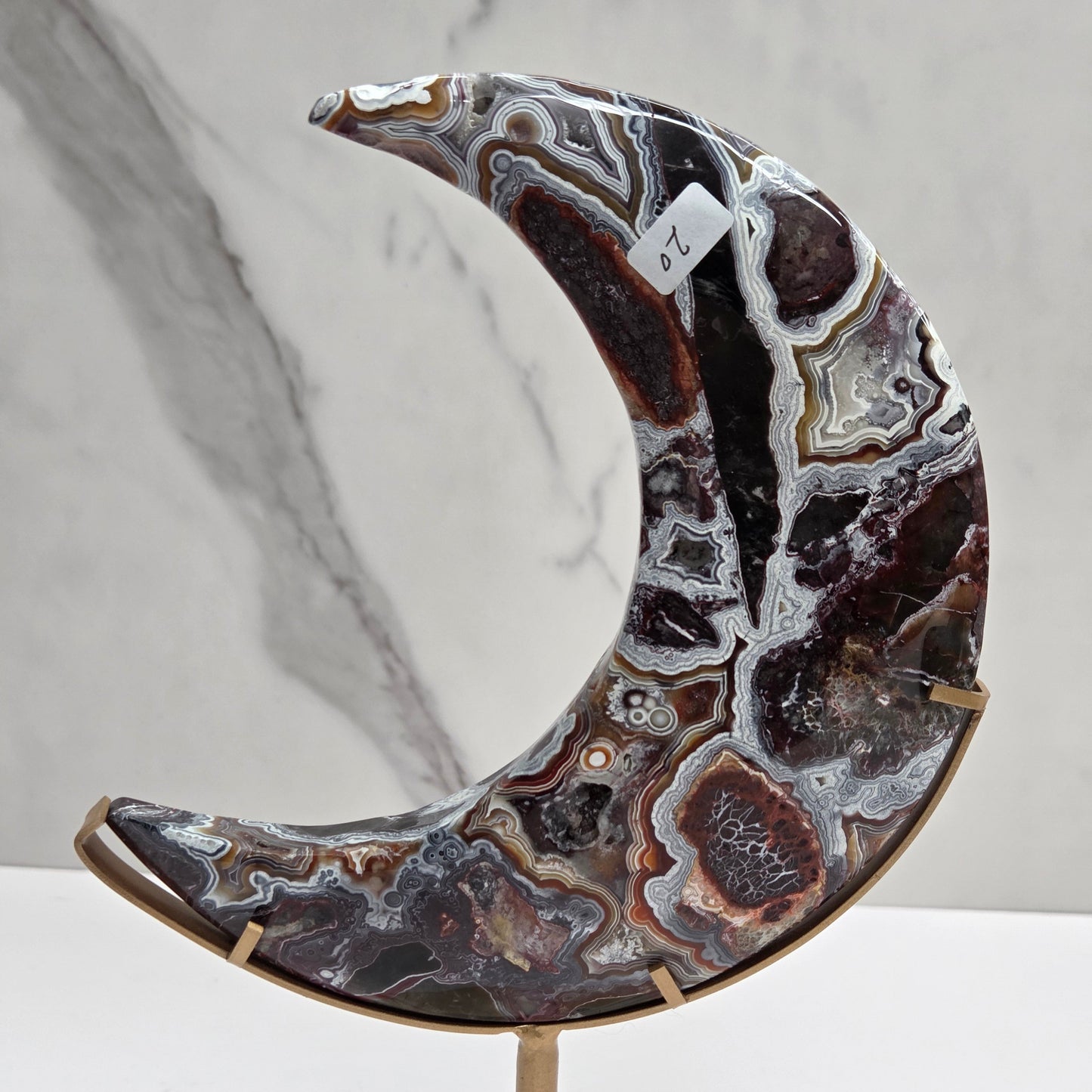 Mexican Agate moon on stand