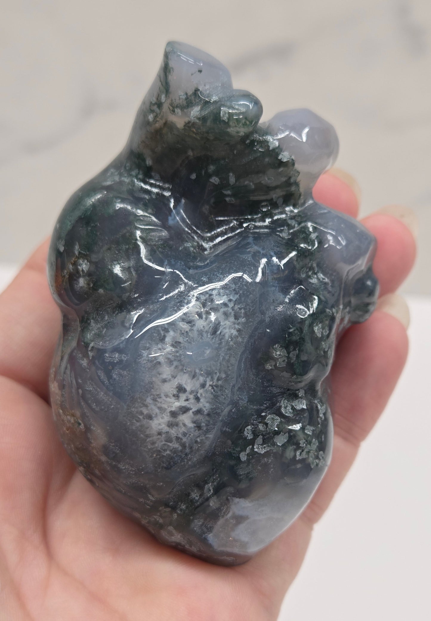 Moss Agate anatomical heart