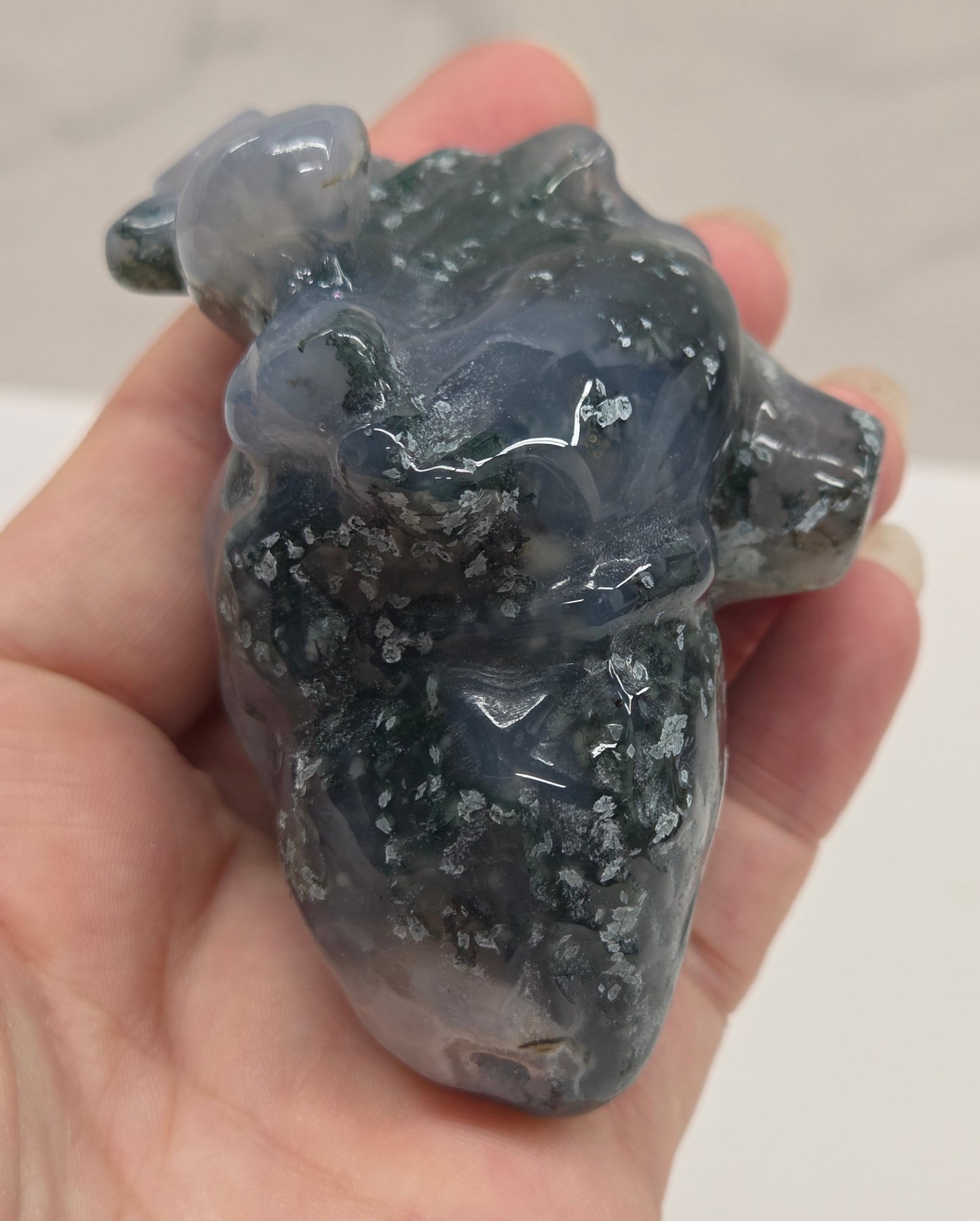 Moss Agate anatomical heart