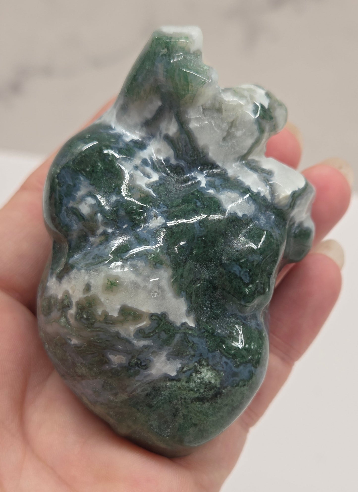 Moss Agate anatomical heart