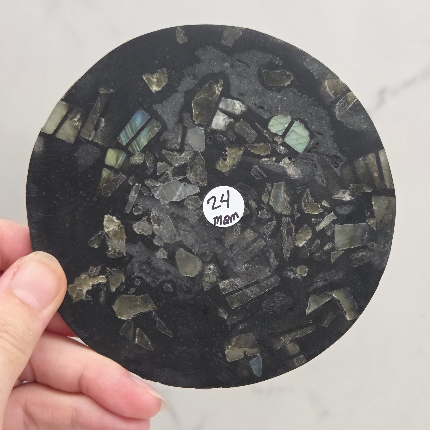 Labradorite slice trivet/disc