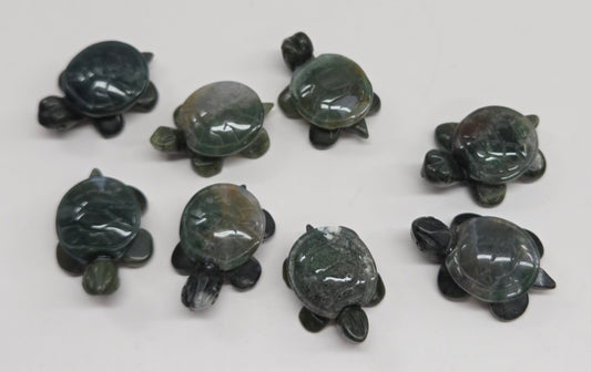Jade turtle w/ Moss Agate shell