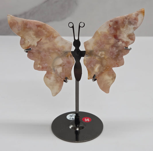 Wings - Pink Amethyst w/ Flower Agate butterfly