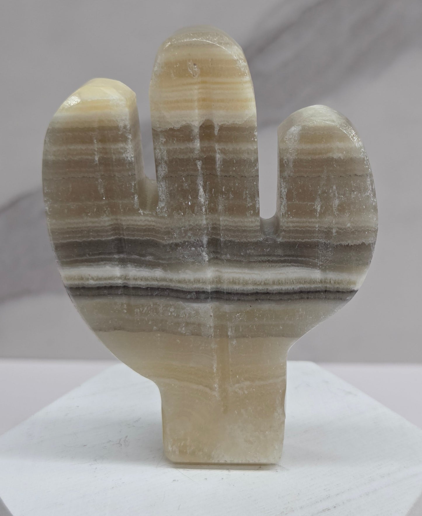 Banded Calcite Cactus carving