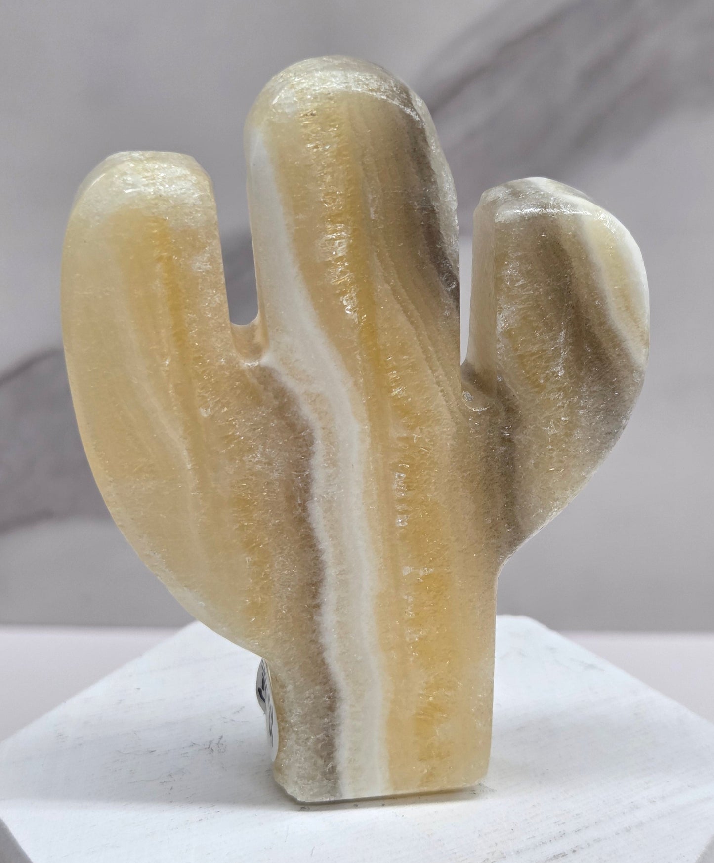 Banded Calcite Cactus carving