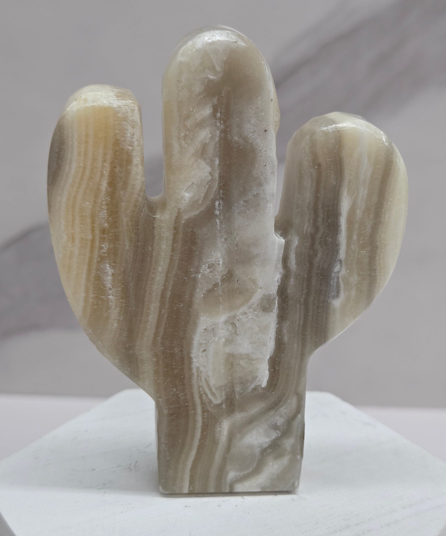 Banded Calcite Cactus carving