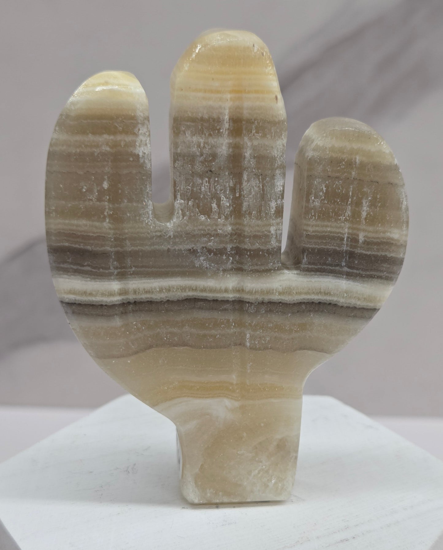 Banded Calcite Cactus carving