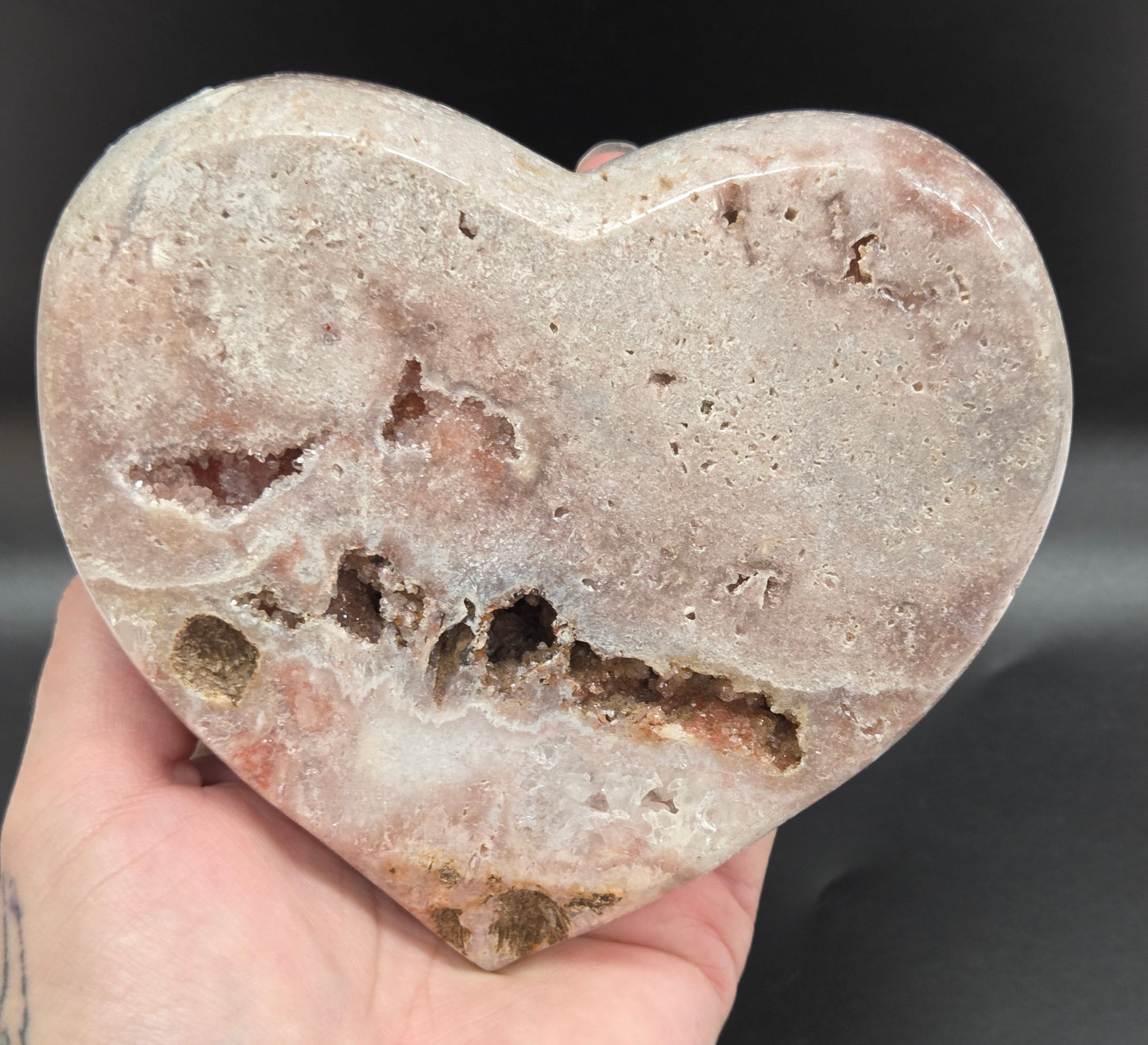 Pink Amethyst heart (on stand)