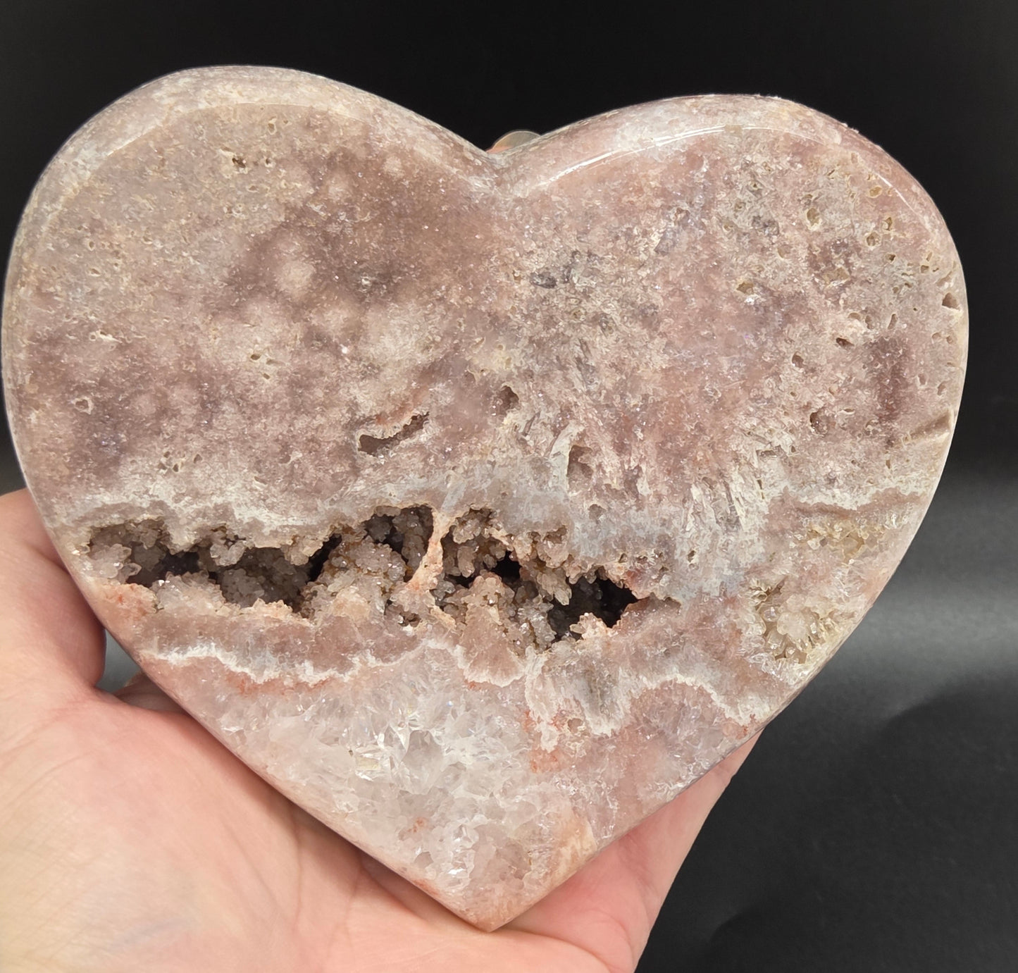 Pink Amethyst heart (on stand)