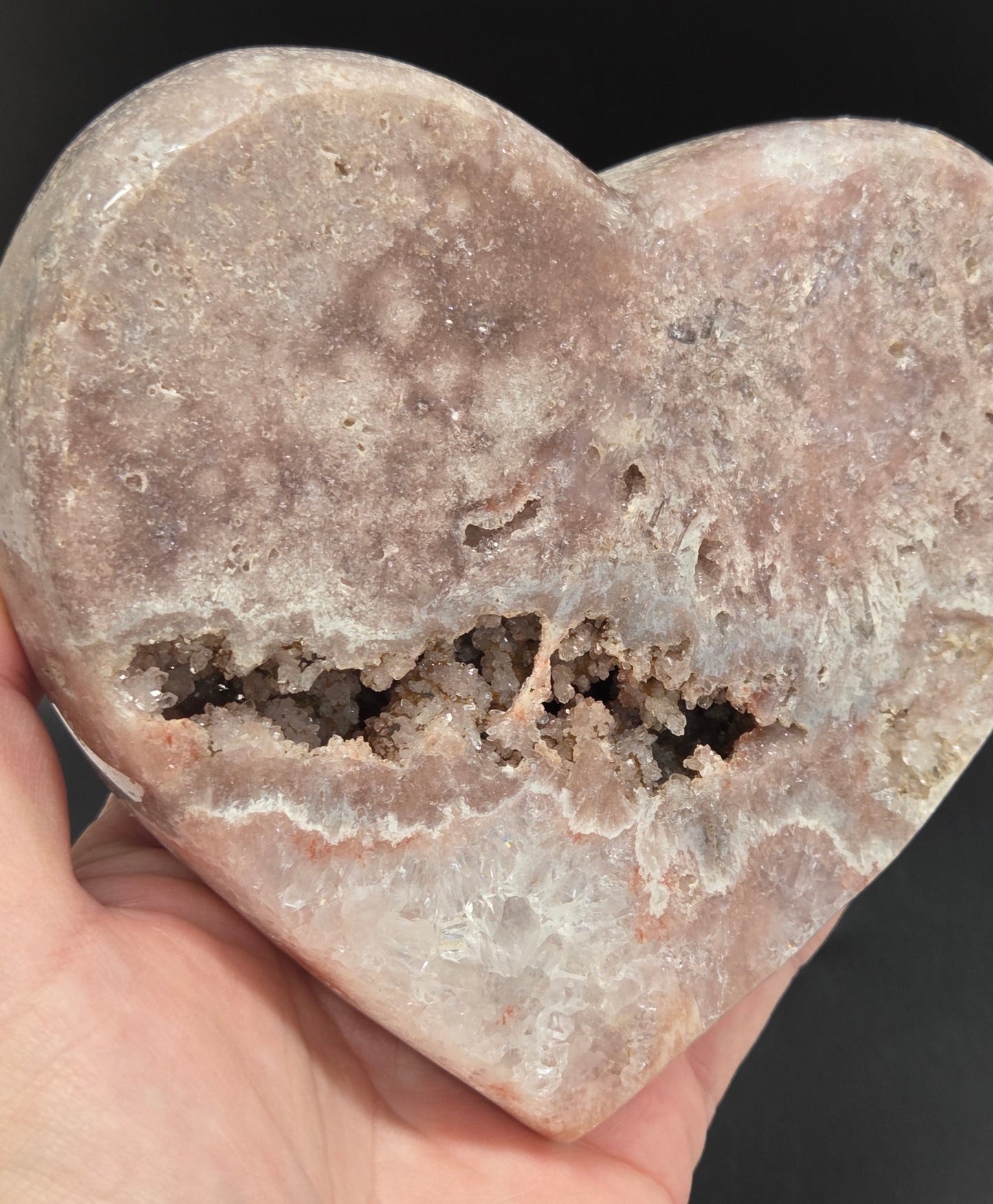 Pink Amethyst heart (on stand)