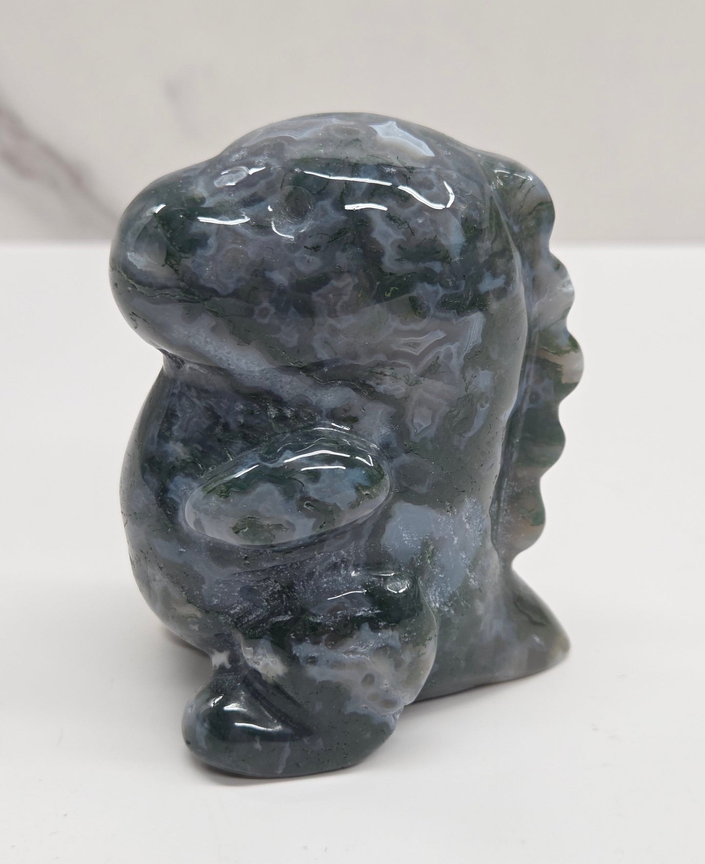 Chubby belly dino - Moss Agate (medium)