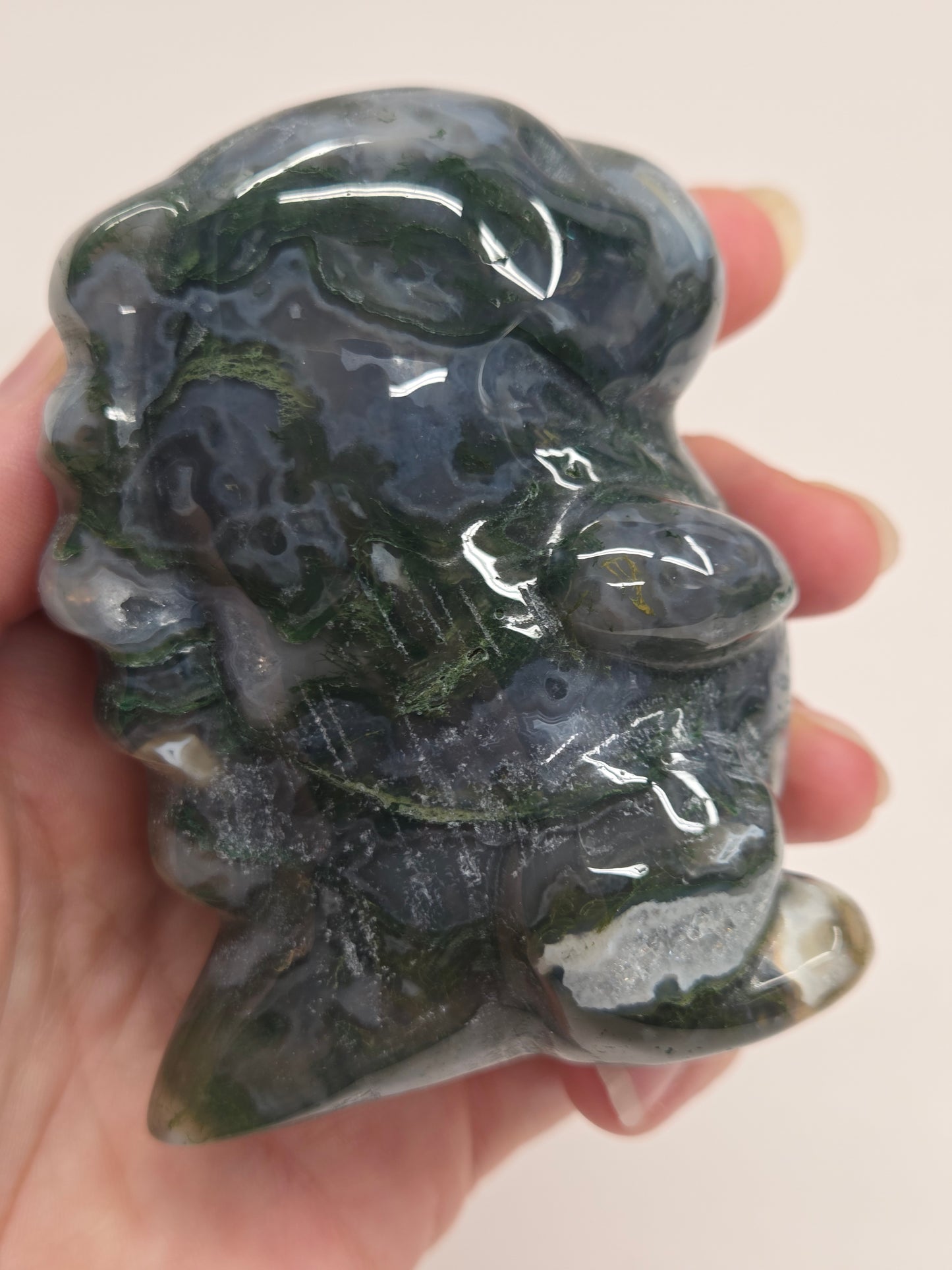 Chubby belly dino - Moss Agate (medium)