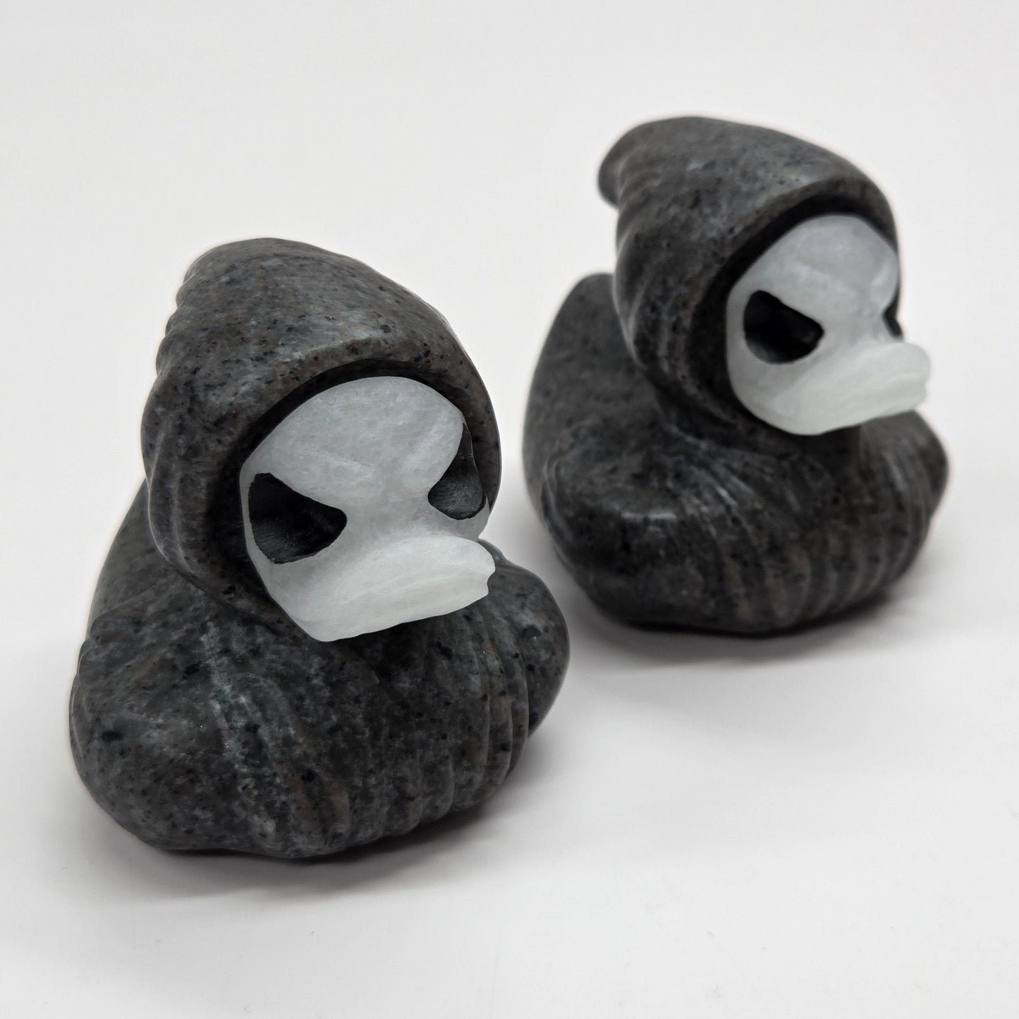 Hooded spooky duck carving