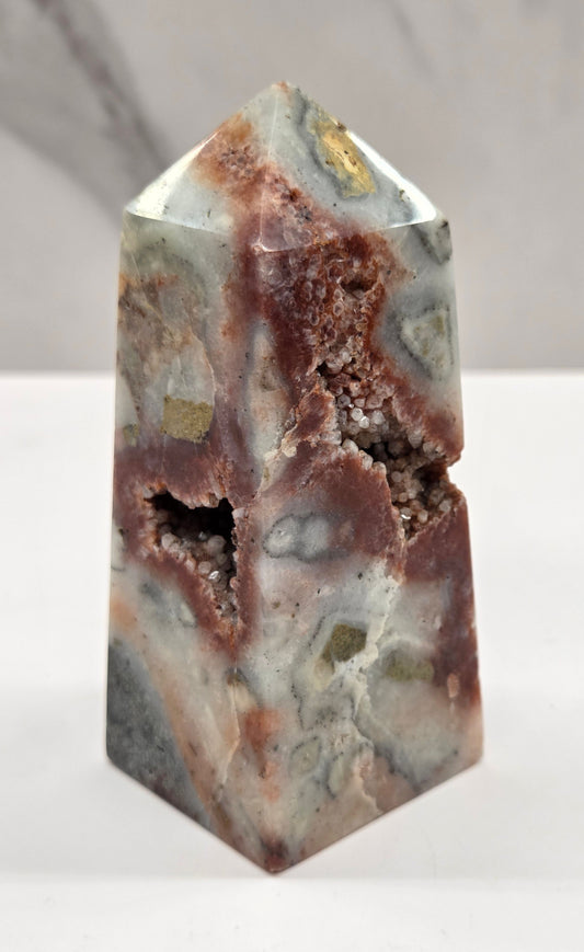 Red Drusy tower & freeform