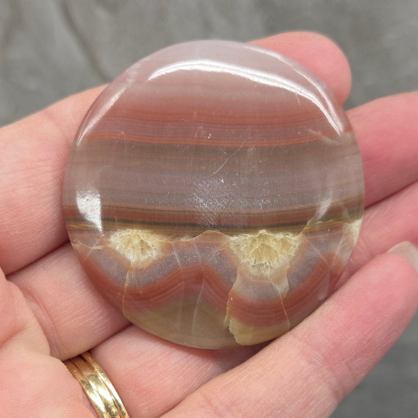 Coin - Pink Banded Calcite