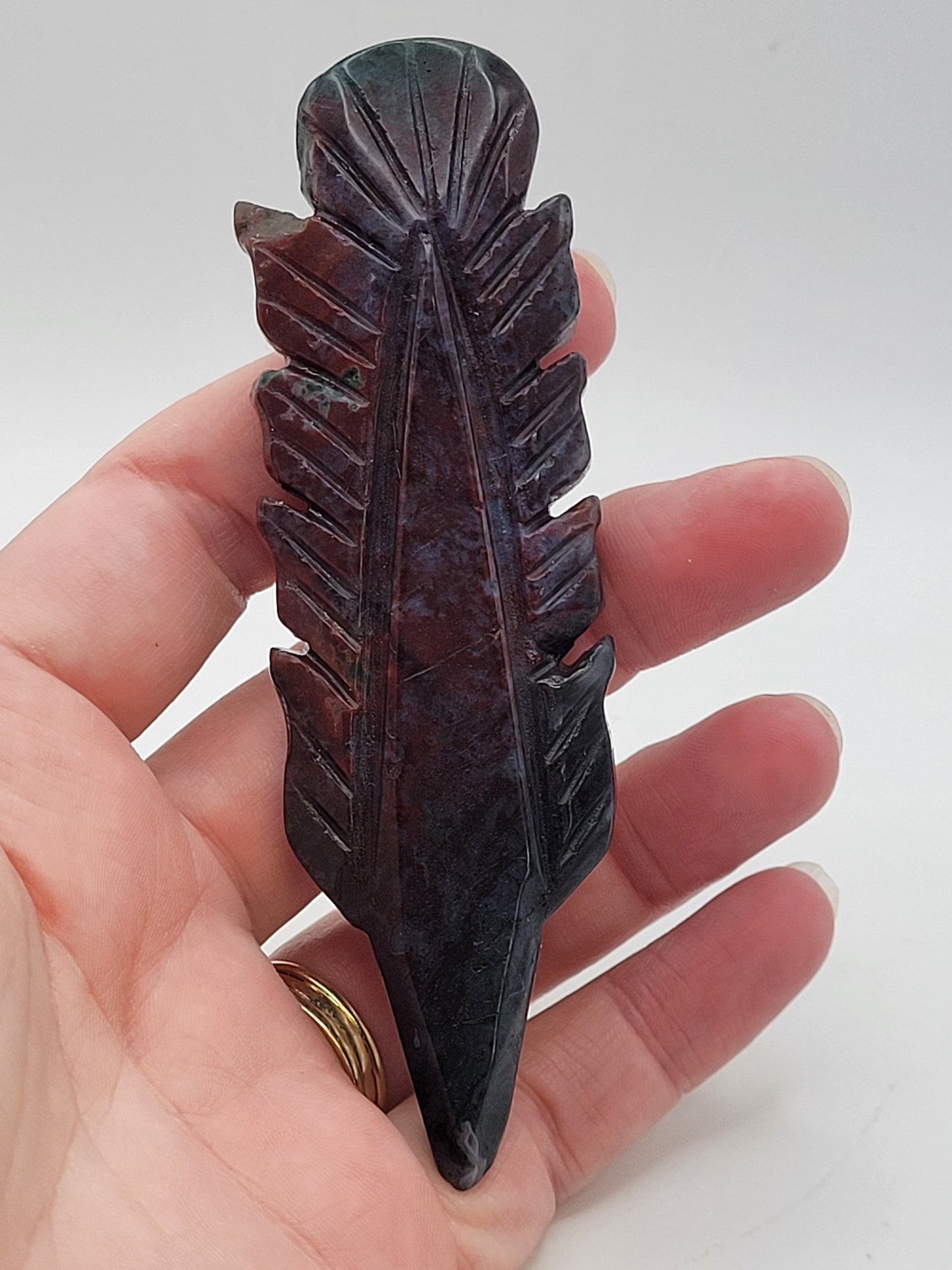 Feather carvings - Ocean Jasper