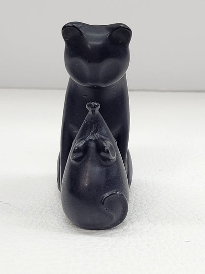 Obsidian Cat & Mouse carving