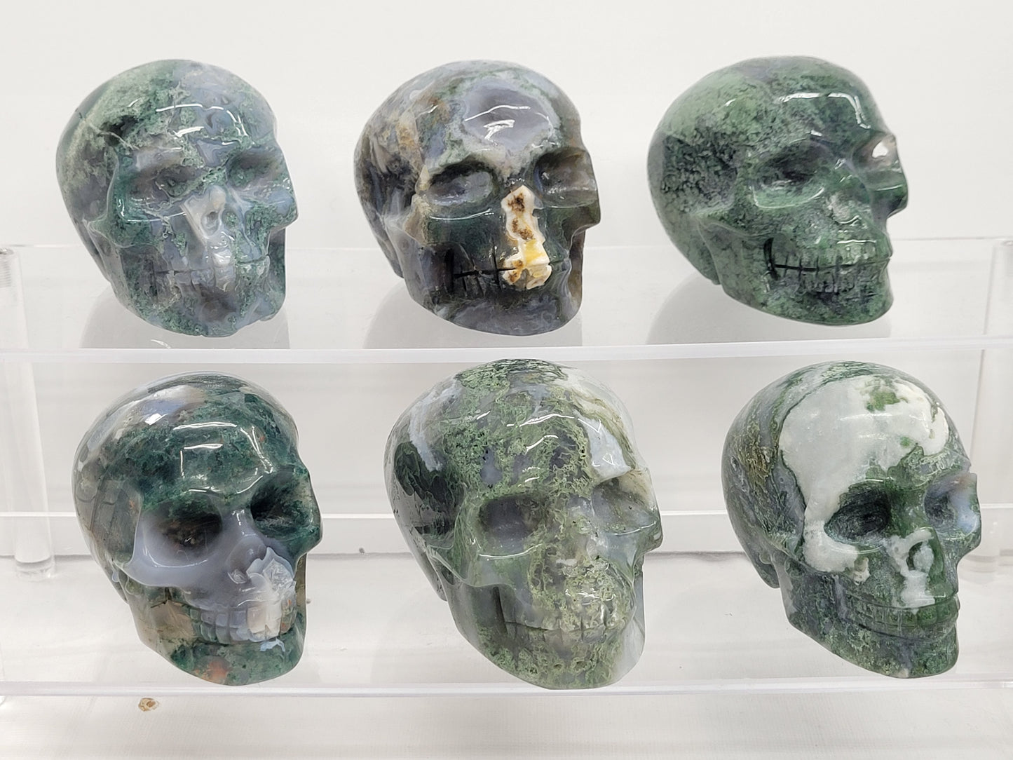 Moss Agate skulls