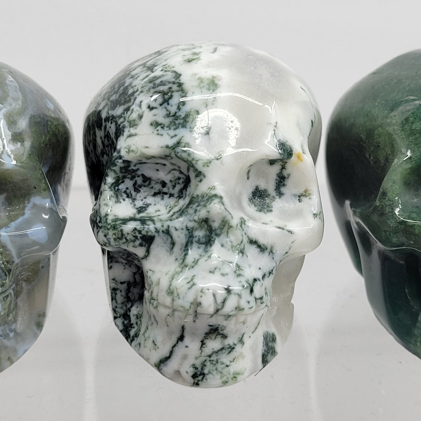 Moss Agate skulls - small