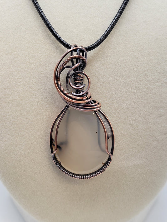 Wire wrapped cabochon necklace - Montana Agate