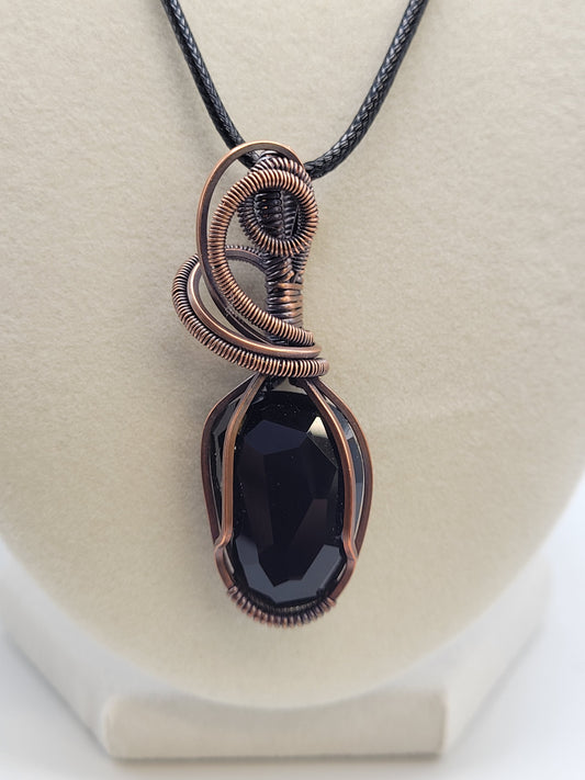 Wire wrapped cabochon necklace - Rainbow Obsidian