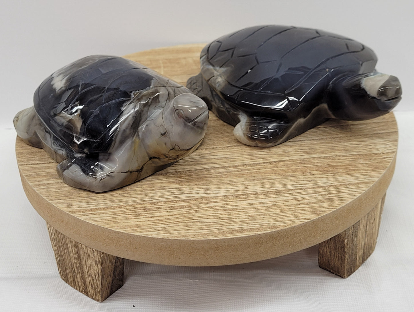 Volcano Agate turtle carvings