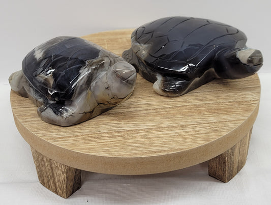 Volcano Agate turtle carvings