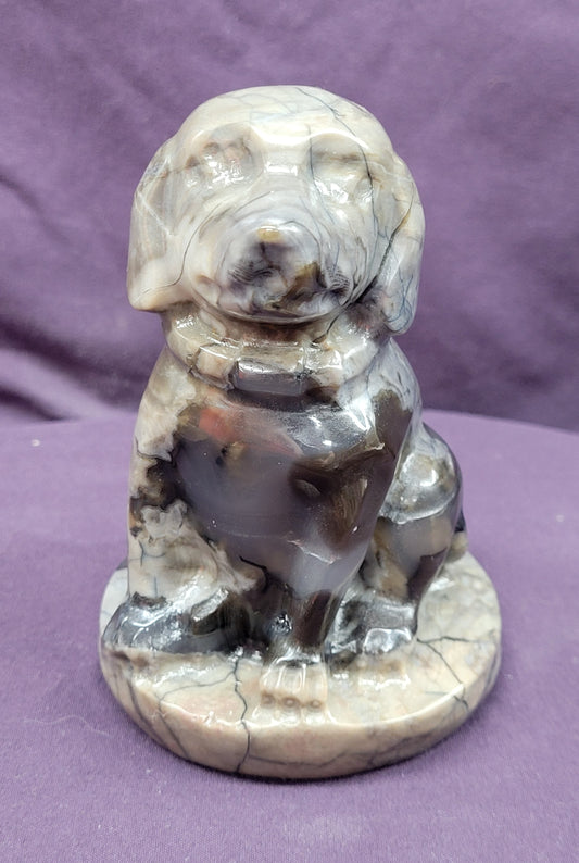 Volcano Agate dog carvings