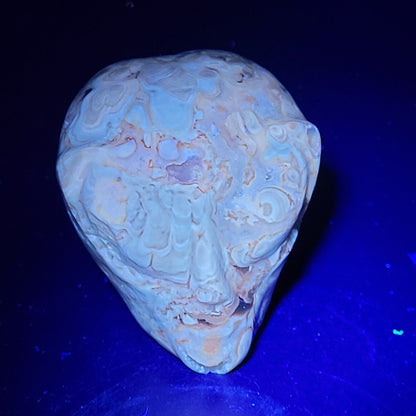 Amber Calcite Alien head carving