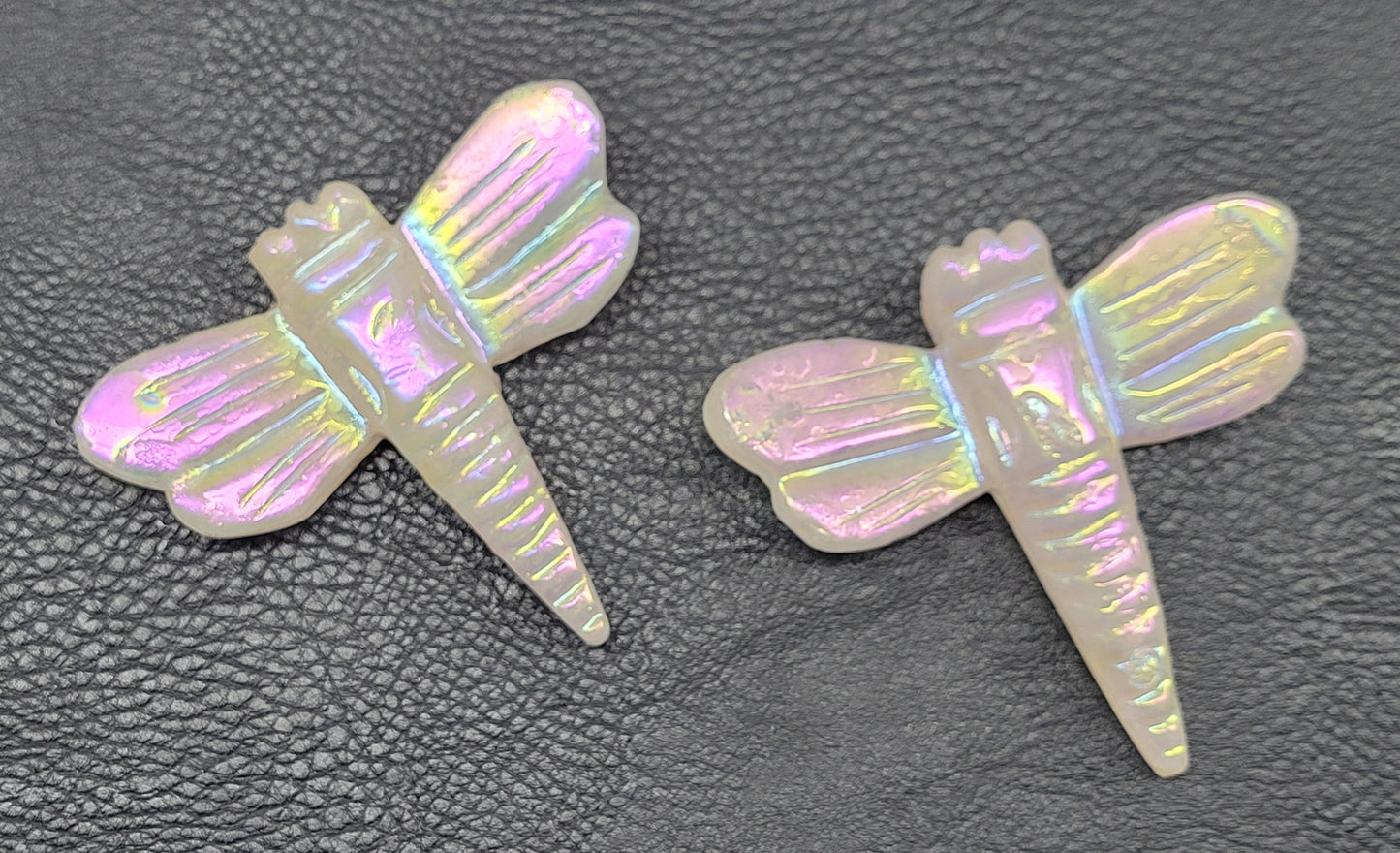 Large dragonfly carvings - Aura Clear Quartz