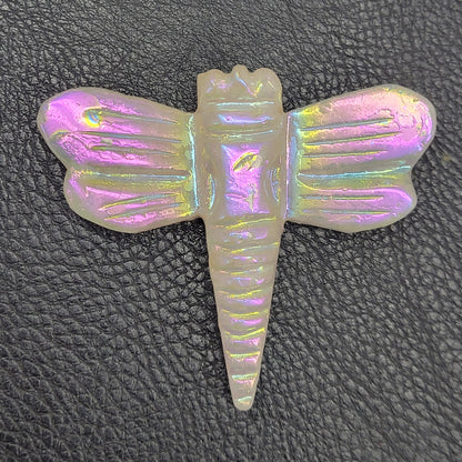 Large dragonfly carvings - Aura Clear Quartz